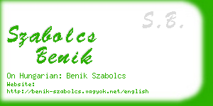 szabolcs benik business card